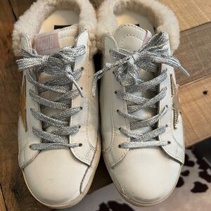 Authentic Golden Goose Sabot shearling and leather mules size 38